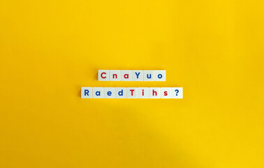 Typoglycemia Concept Image and Banner. Word-scrambling Phenomenon. Letter Tiles on Yellow...