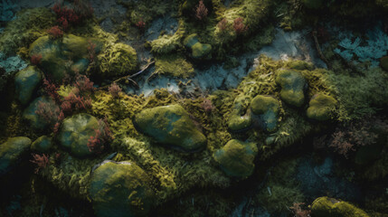 Naklejka na ściany i meble moss in a dense forest.
