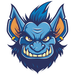Esport vector logo troll, icon, sticker, symbol, head, monster, orc, warrior, goblin