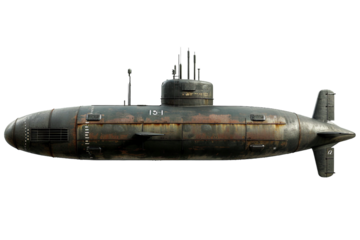 Submarine, transparent background.