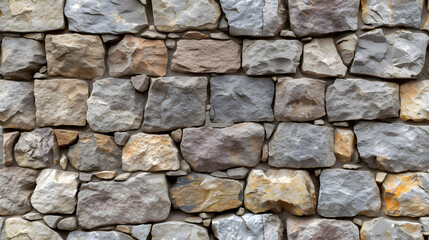 Fototapeta premium Stone Wall Constructed With Varied Colors of Rocks