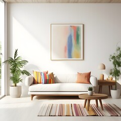 modern living room with sofa and wall painting  generative ai
