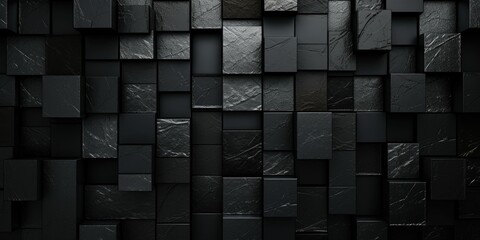 Abstract black cube structure mosaic and tile square background