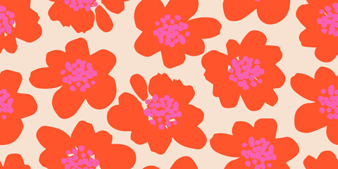 Exotic hand drawn flowers, seamless patterns with floral for fabric, textiles, clothing, wrapping paper, cover, banner, home decor, abstract backgrounds. Vector illustration.