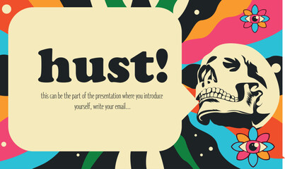 hippie skull vector template