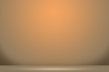 Solid Sandy Brown Color Background. Empty Room Wall for Product Display. Beautiful Studio Background for Advertisement. 3d Render Background. Abstract wall Design.  Interior Room Wall with Floor.