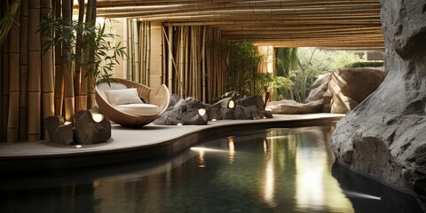 Bamboo and stones in a wellness spa background