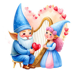 Cute Valentine Gnome Cartoon Character With Bow And Arrow