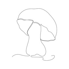 Obraz premium Mushrooms Continuous single line art drawing and illustration vector design 