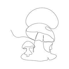 Mushrooms Continuous single line  art drawing and illustration vector design
