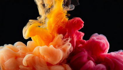 Color explosion. Kolorowy dym eksplozja na czarnym tle, abstrakcyjne tło - obrazy, fototapety, plakaty