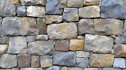 Stone Wall Made of Different Colored Rocks