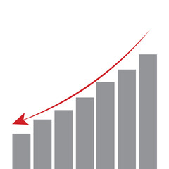 Growing business 3d red  arrow with bar chart, Profit arow Vector illustration.Business concept, growing chart.