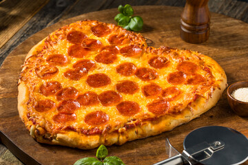 Heart Shaped Pepperoni Pizza for Valentines Day