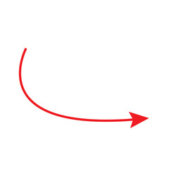 Red arrow going down stock icon on white background.