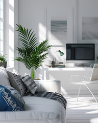 room interior modern minimalist setup with a computer on a desk
