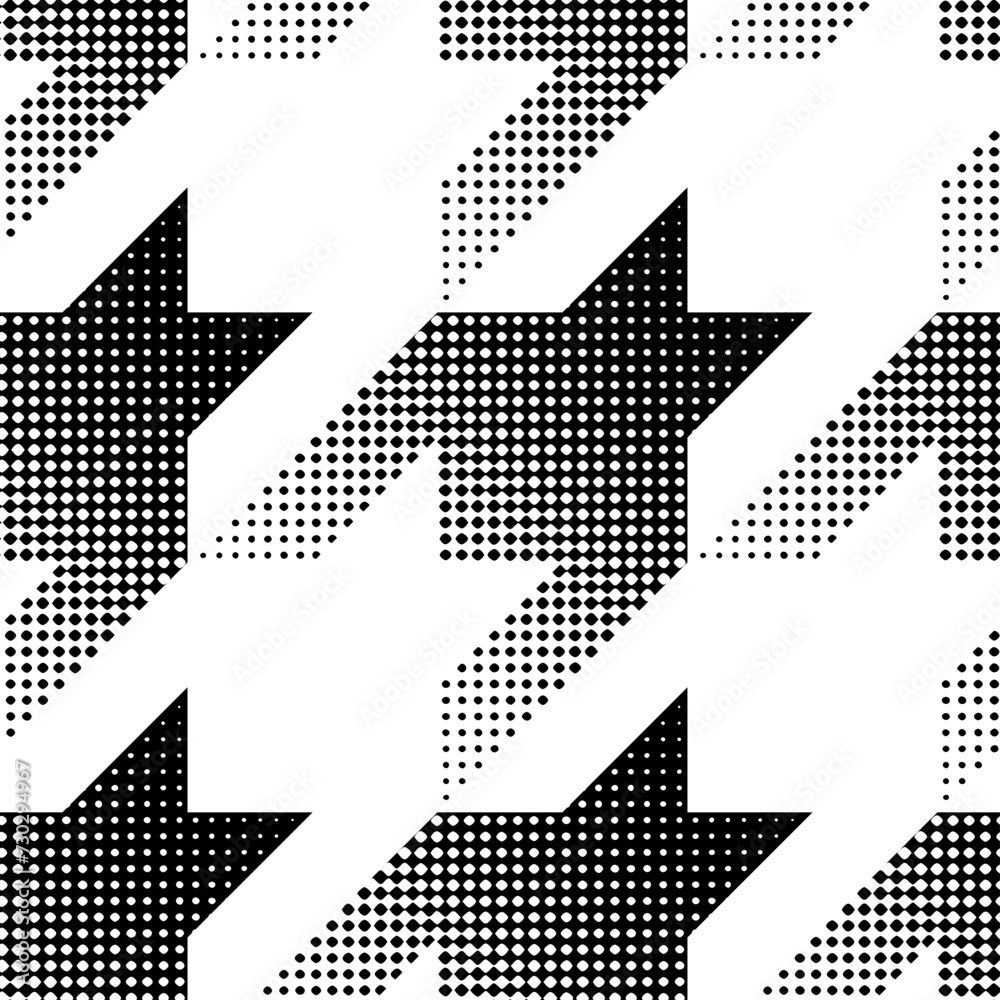 Poster Hounds-tooth halftone grunge pattern. Dissolive effect. Vector seamless pattern