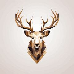 Abstract deer antler vector geometric illustration, buck deer, deer head logo