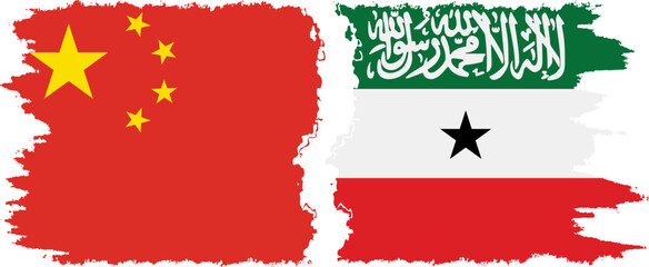 Somaliland and China grunge flags connection vector
