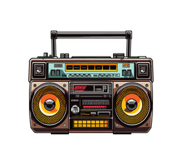 Cartoon vintage boombox. Vector illustration