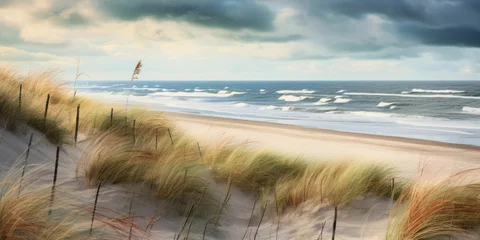 Poster de jardin Mer du Nord, Pays-Bas Dune beach at the North Sea coast, Sylt, Schleswig-Holstein, Germany