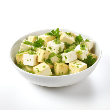 uncooked paneer cube in the plate