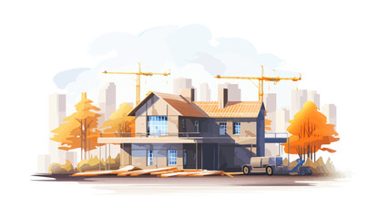 House construction vector flat minimalistic isolated illustration