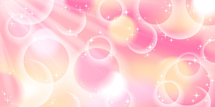 Cute y2k pink yellow anime background with bubbles.