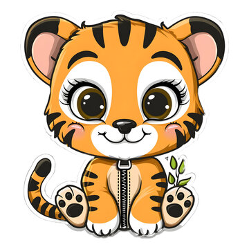 PNG of cute sticker style zipper animal on transparent background - Ai generated