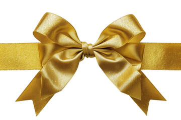 Golden Bow and Ribbon on Transparent Background