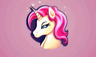 cute unicorn icon logo vector illustration