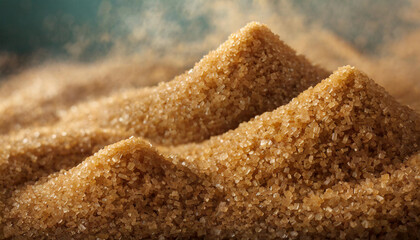 unrefined brown cane sugar pile, showcasing its texture and natural sweetness - obrazy, fototapety, plakaty