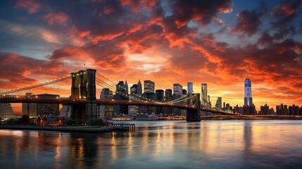 Fototapeta na wymiar New York city sunset panorama 