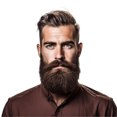 Obraz premium A Well. Groomed Beard on a Gentleman's Face Adding Character.. Isolated on a Transparent Background. Cutout PNG.