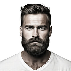 Fototapeta premium A Well. Groomed Beard on a Gentleman's Face Adding Character.. Isolated on a Transparent Background. Cutout PNG.