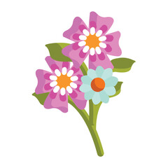 Bouquet of brightly colored flowers vector flat icon design. Isolated Valentine’s Day, Mother’s Day, love, appreciation, and happiness flower sticker emoji design.