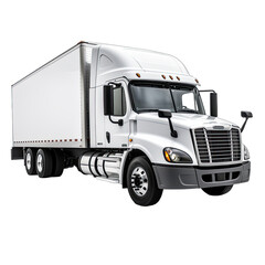 Cargo Truck Freightliner. Transportation Concept. Isolated on a Transparent Background. Cutout PNG.