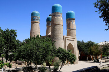 View of the Khor Minor Mandrasa Bukhara, Uzbekistan