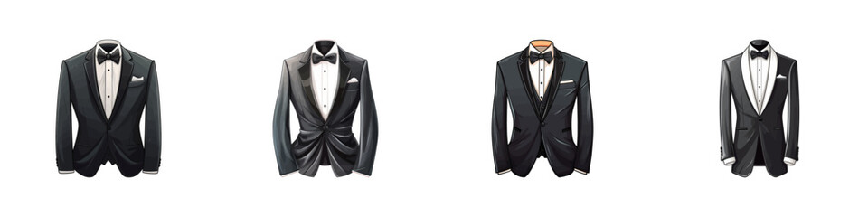 Tuxedo wedding set. Vector illustration