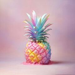 Minimal style composition made of varicoloured pineapple on pastel background