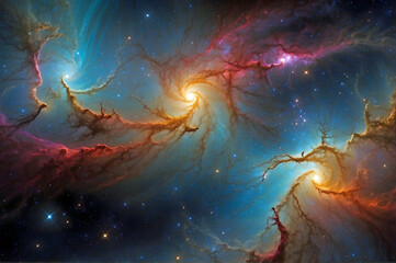 Obraz na płótnie Canvas Colorful Deep Space Nebula with a Dark Star Firld Background