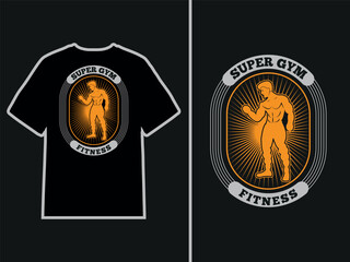 Gym T-shirt design with fitness template - obrazy, fototapety, plakaty