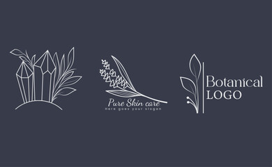 Hand drawn botanical feminine natural minimalist simple and modern business boho logo
