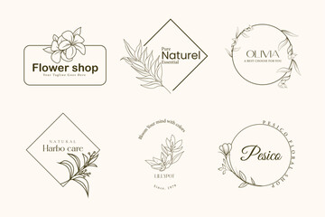 Hand drawn botanical feminine natural minimalist simple and modern business boho logo
