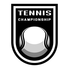 Tennis logo. Sport games. Sporting equipment. Emblem, badge.