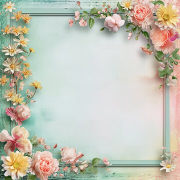 a frame with spring flowers for holiday decoration
