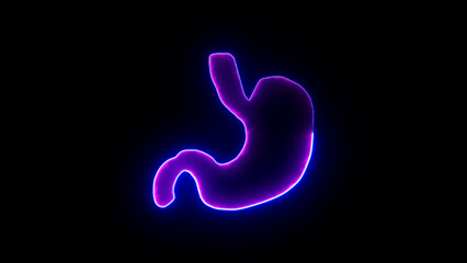 Naklejka premium Neon line illustration of a anatomy visualization of a human stomach.