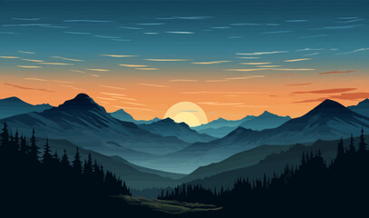 mountain landscape panorama silhouette vector background illustration