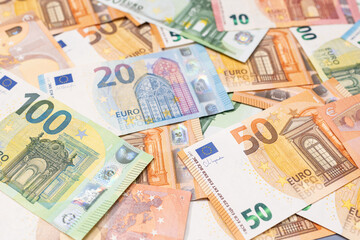 Obraz na płótnie Canvas Background of a Variety Euro banknotes