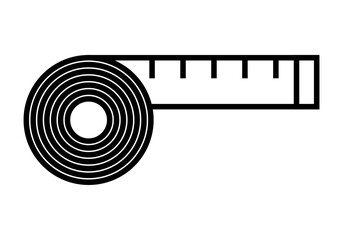 Icono de cinta métricas en fondo blanco. 